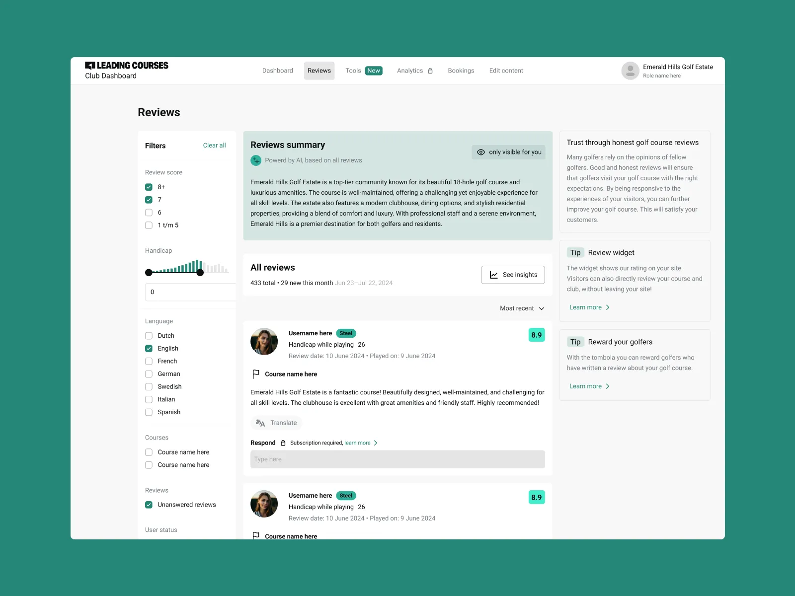 Club Dashboard - 2